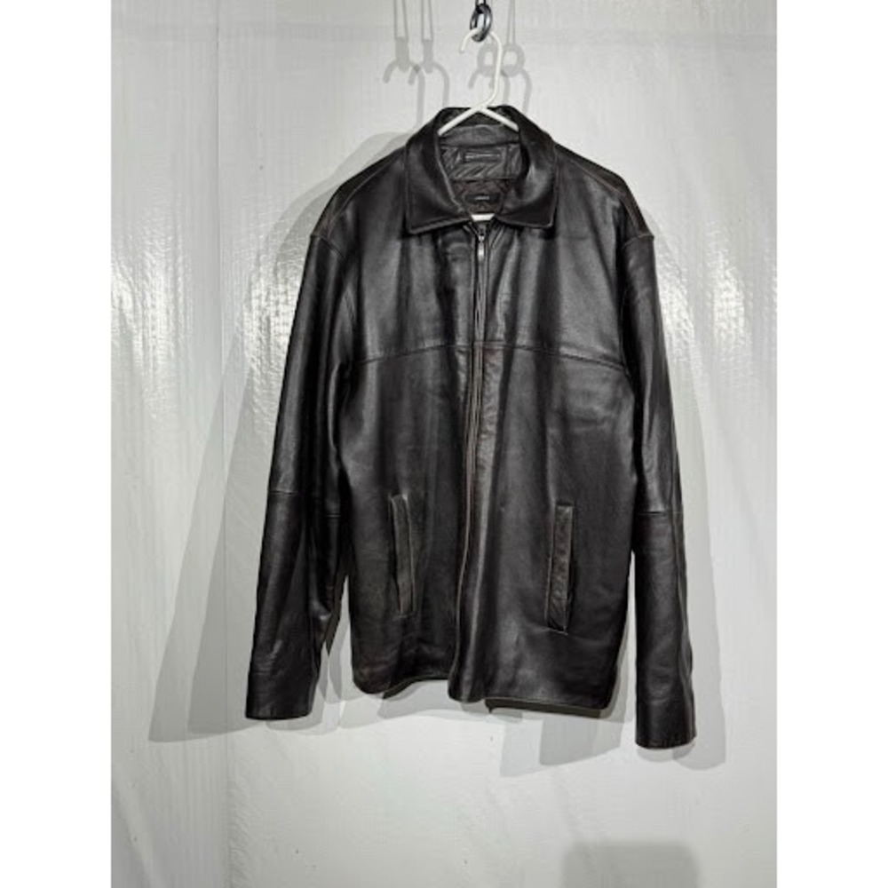 Vintage Claiborne Outerwear Lambskin Leather Jacket Black Quilted Lined Size XLT